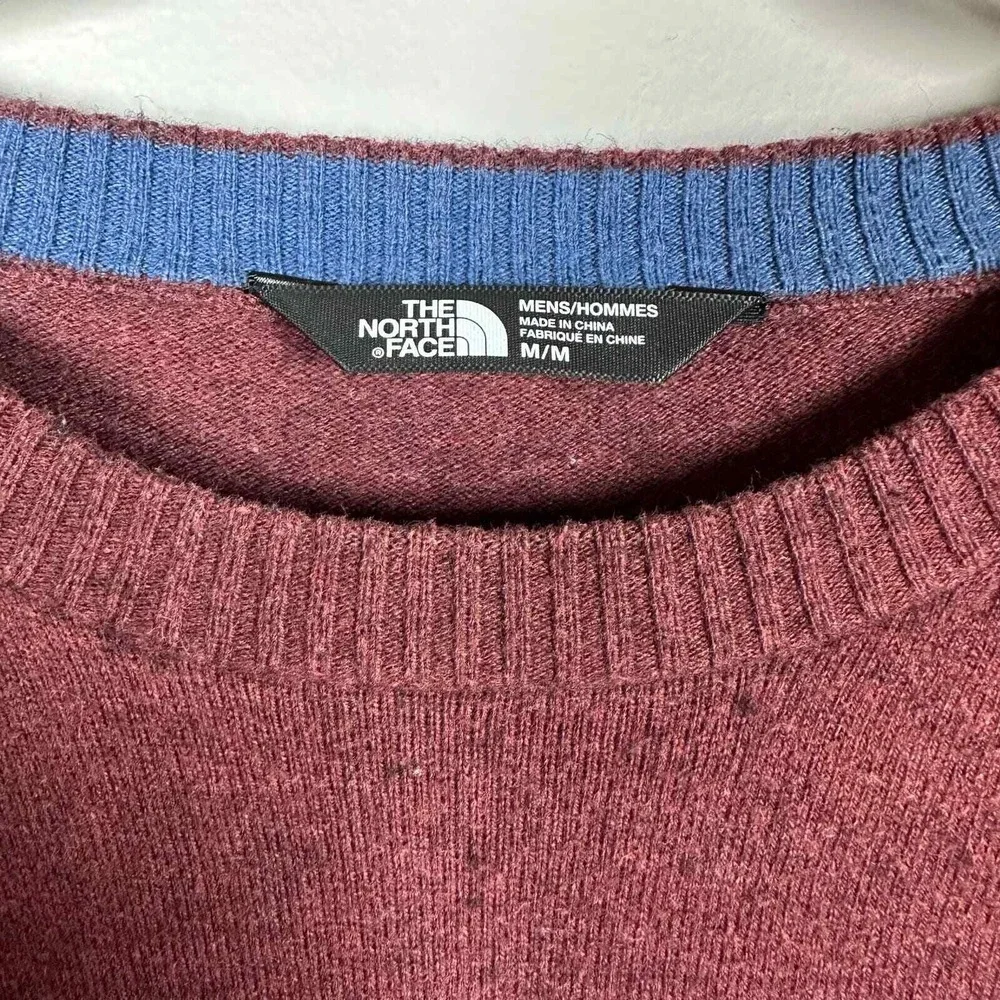 The North Face Medium Sweater Burgundy Long Sleeve Crew Neck Cotton Wool Knit